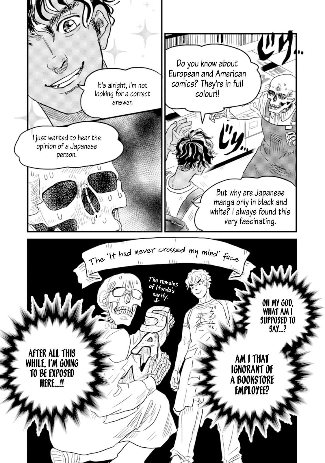 Skull-face Bookseller Honda-san Chapter 7 page 14 - Chapter 7: OTOIAWASE / ENQUIRIES