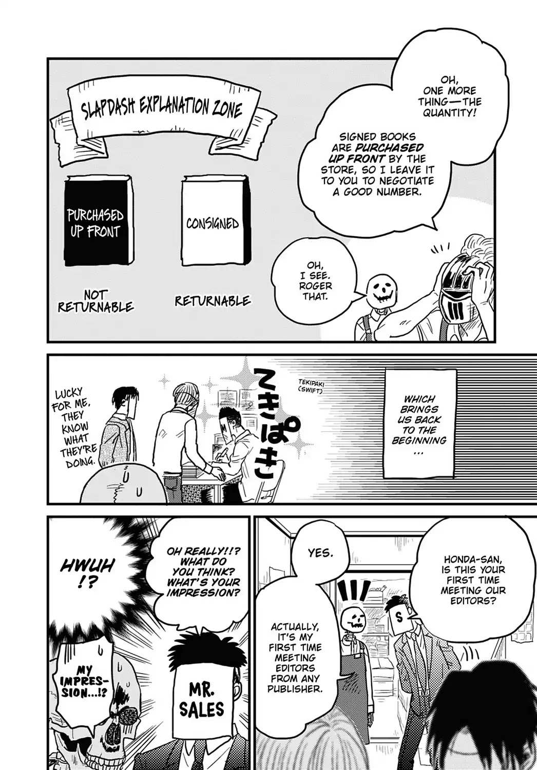 Skull-face Bookseller Honda-san Chapter 8 page 10 - Chapter 8: It's a Book Signing!! All Hands Assemble