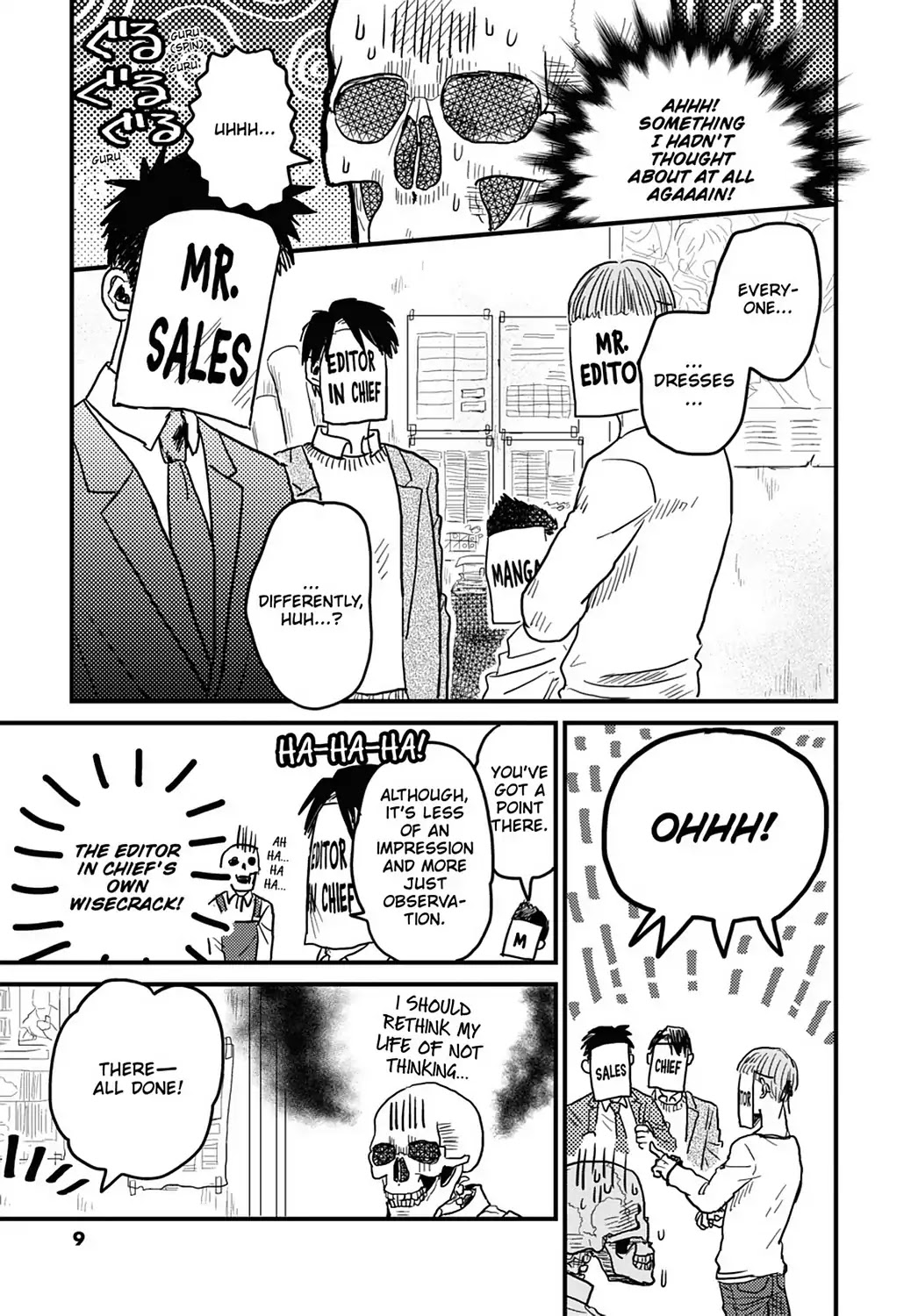 Skull-face Bookseller Honda-san Chapter 8 page 11 - Chapter 8: It's a Book Signing!! All Hands Assemble