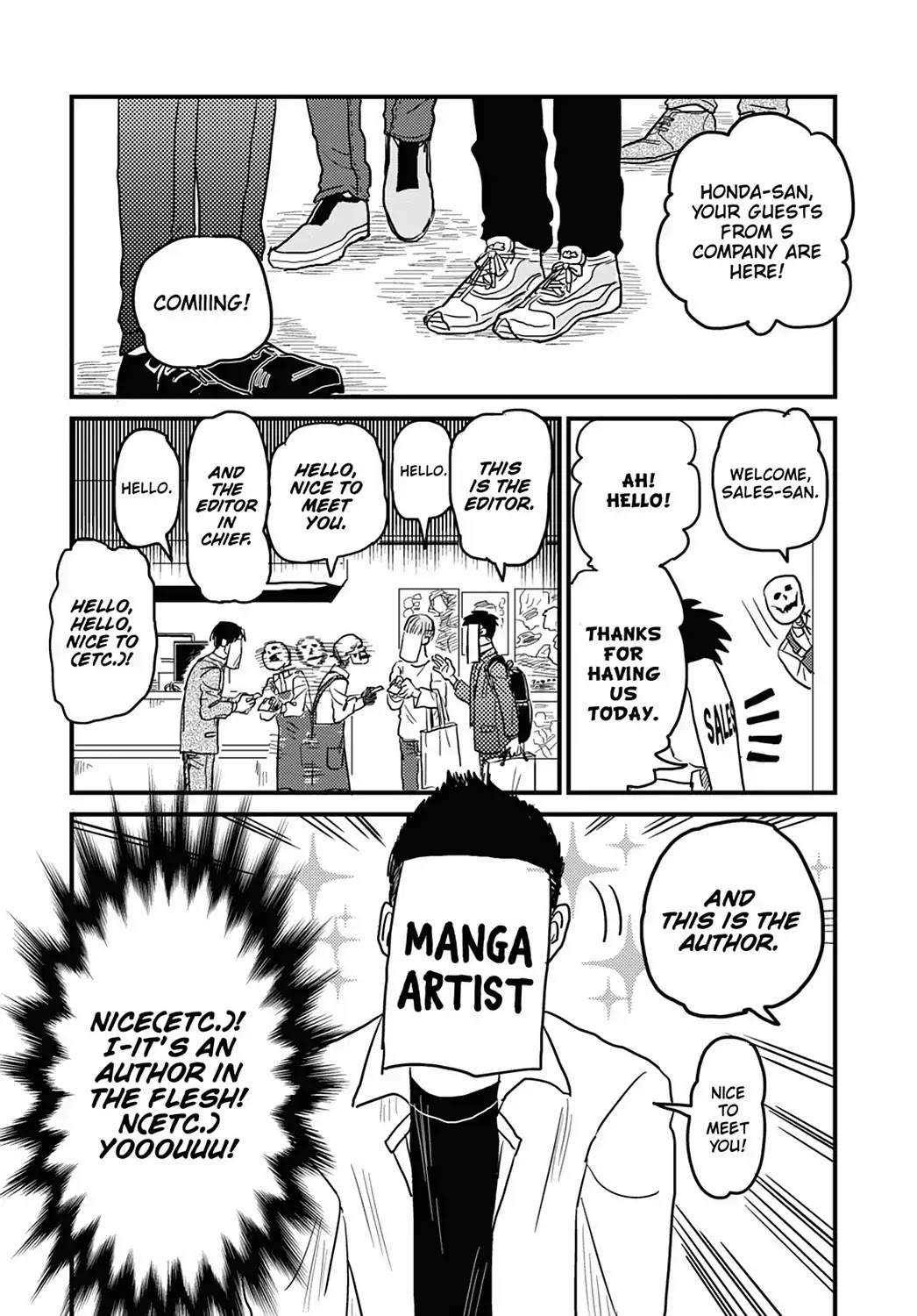 Skull-face Bookseller Honda-san Chapter 8 page 5 - Chapter 8: It's a Book Signing!! All Hands Assemble