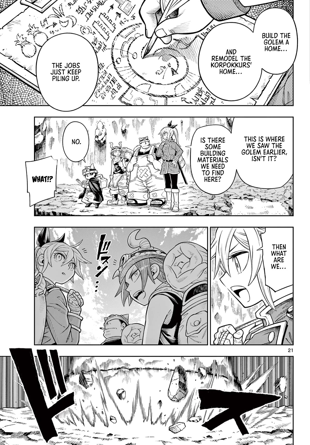 Soara and the Monster's House Chapter 17 page 21 - Chapter 17: The Tiny Green People and the Giant of Earth