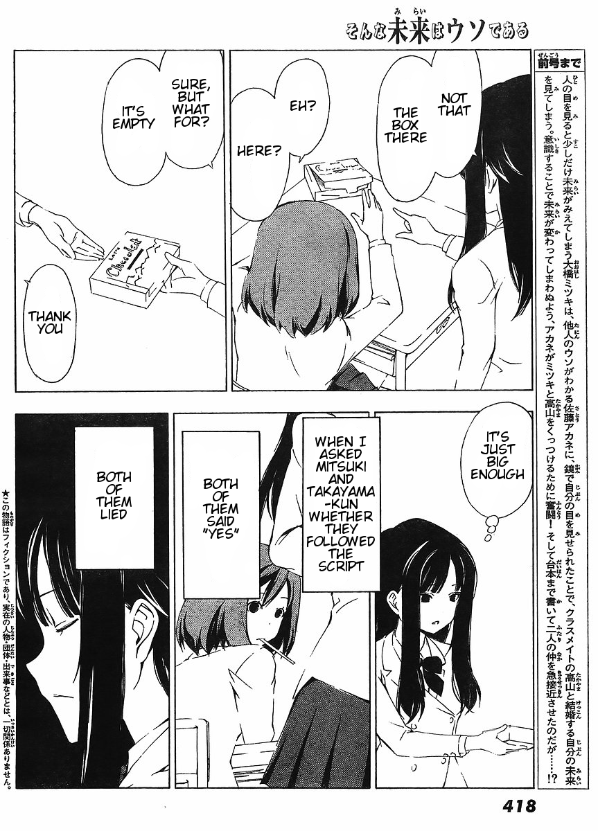 Sonna Mirai wa Uso de Aru Chapter 11 page 2 - Chapter 11: Miraculous Status Quo