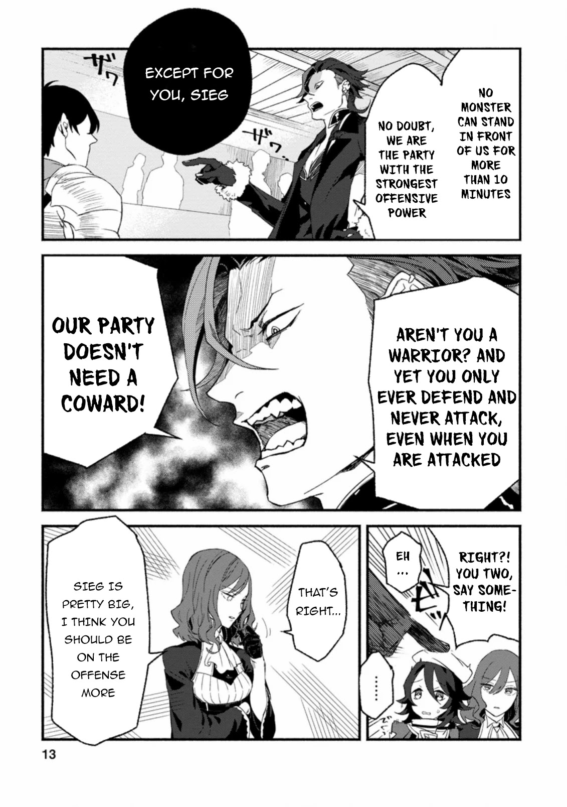 Sono Monban, Saikyou Nitsuki: Tsuihou Sareta Bougyo Ryoku 9999 no Senshi, Outo no Monban Toshite Musou Suru Chapter 1 page 12 - Chapter 1