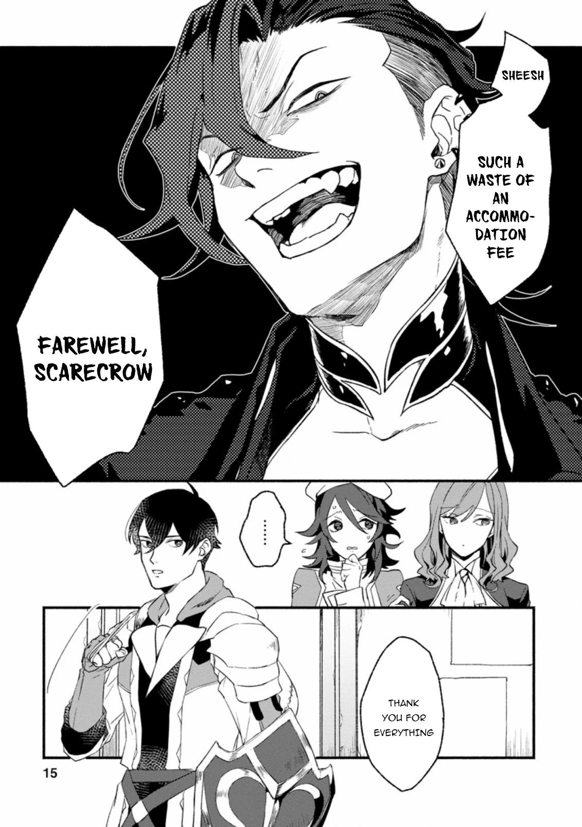 Sono Monban, Saikyou Nitsuki: Tsuihou Sareta Bougyo Ryoku 9999 no Senshi, Outo no Monban Toshite Musou Suru Chapter 1 page 14 - Chapter 1