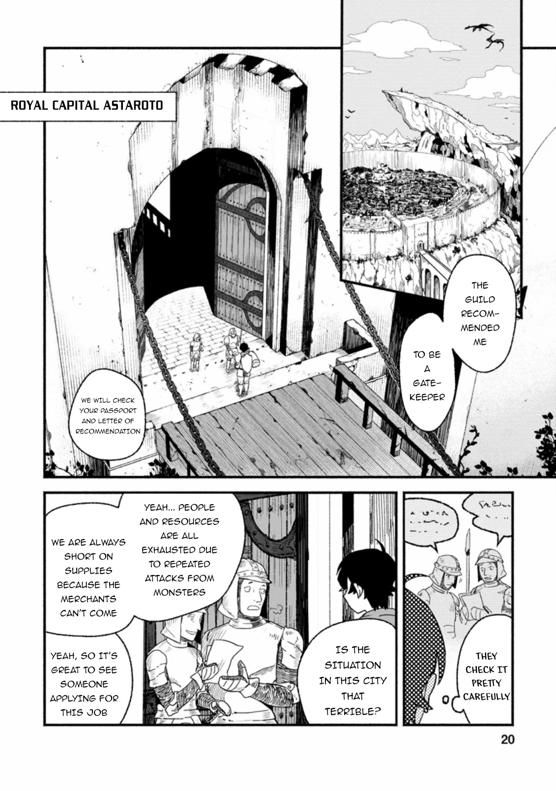 Sono Monban, Saikyou Nitsuki: Tsuihou Sareta Bougyo Ryoku 9999 no Senshi, Outo no Monban Toshite Musou Suru Chapter 1 page 19 - Chapter 1