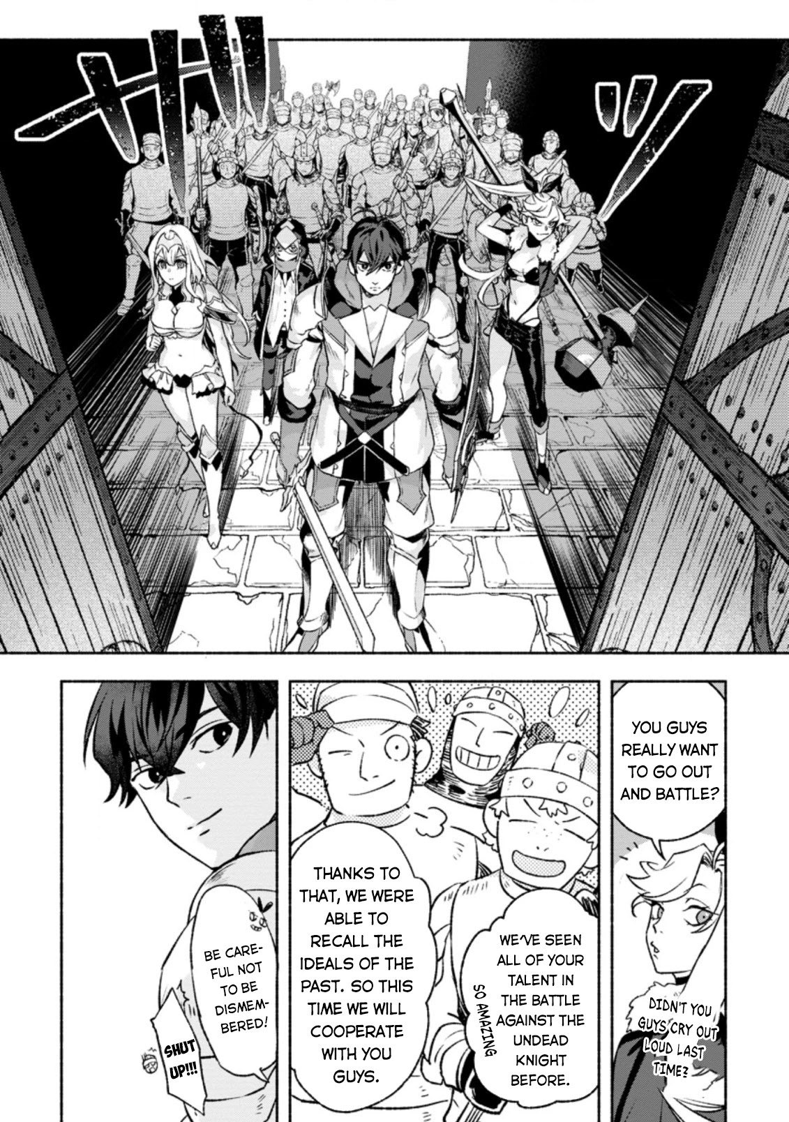 Sono Monban, Saikyou Nitsuki: Tsuihou Sareta Bougyo Ryoku 9999 no Senshi, Outo no Monban Toshite Musou Suru Chapter 11 page 28 - Chapter 11