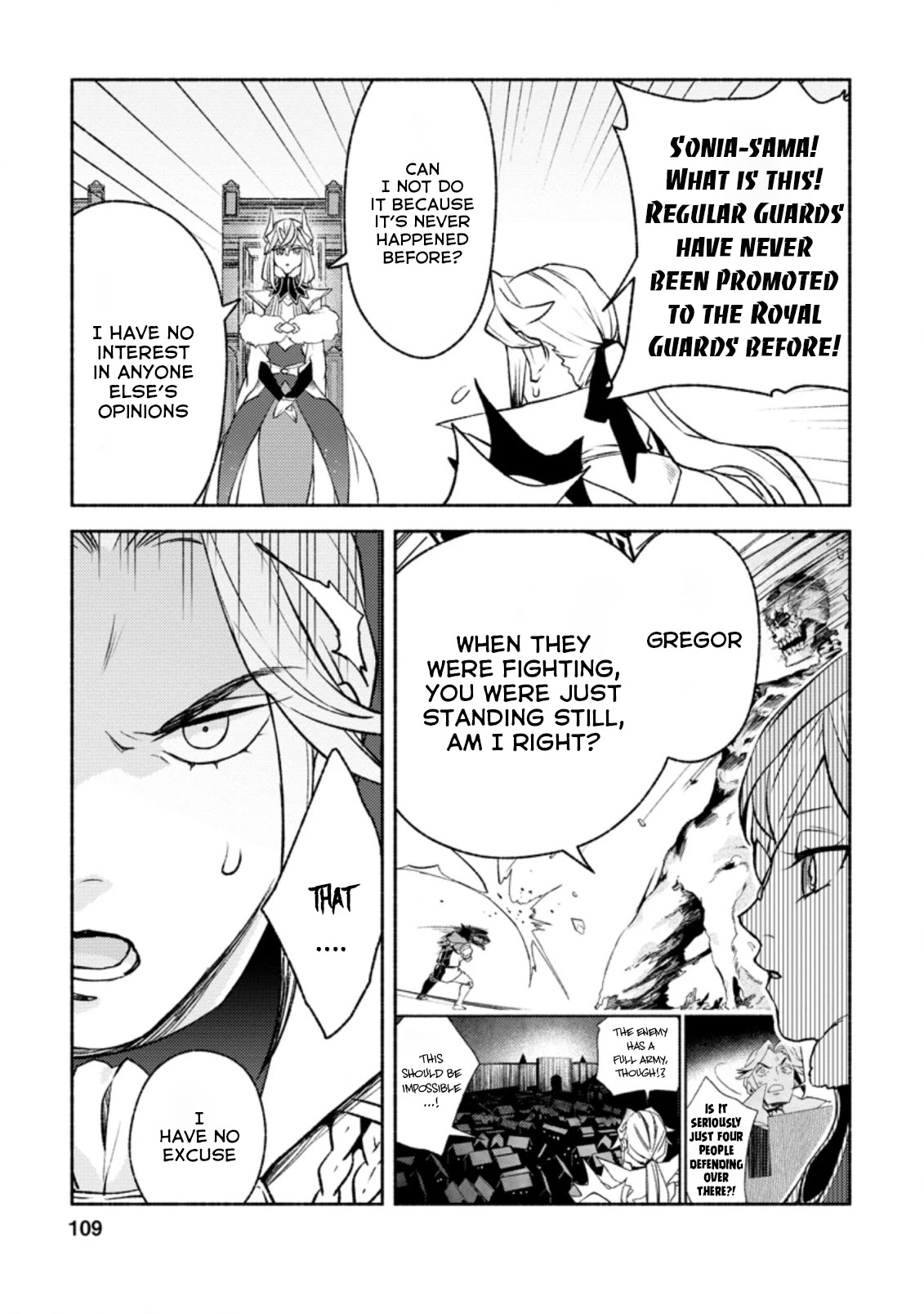 Sono Monban, Saikyou Nitsuki: Tsuihou Sareta Bougyo Ryoku 9999 no Senshi, Outo no Monban Toshite Musou Suru Chapter 14.2 page 8 - Chapter 14.2