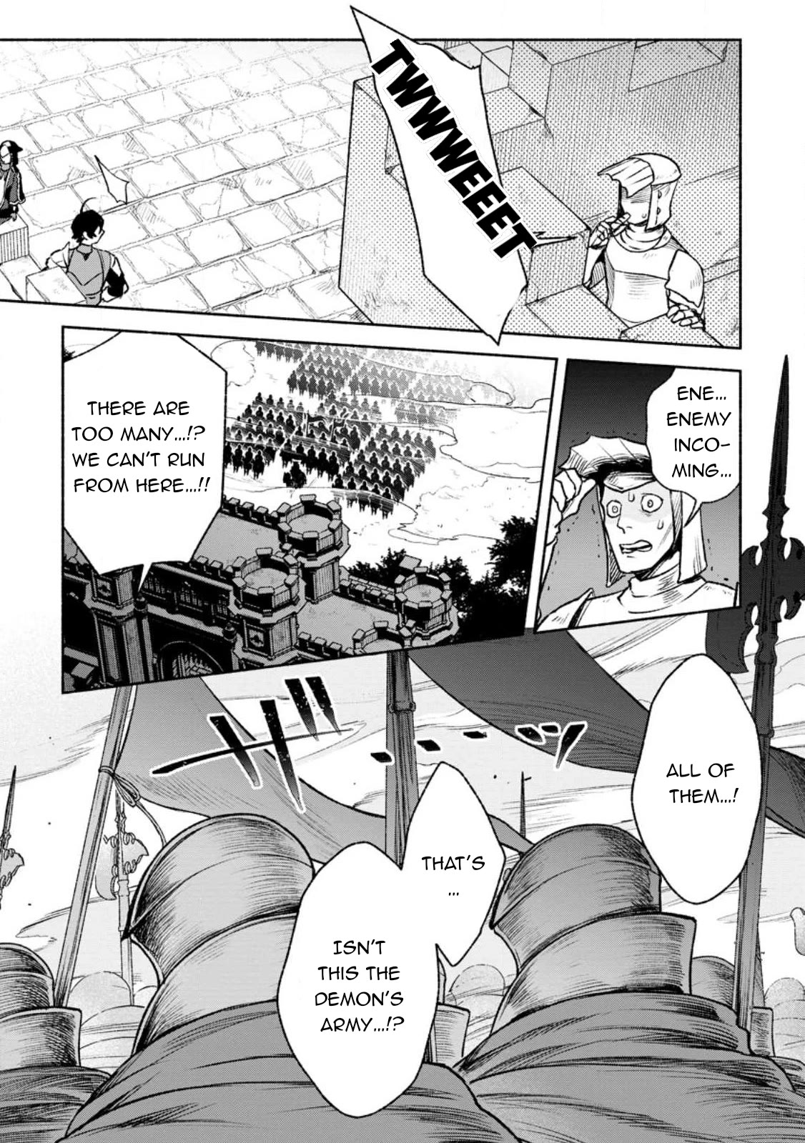 Sono Monban, Saikyou Nitsuki: Tsuihou Sareta Bougyo Ryoku 9999 no Senshi, Outo no Monban Toshite Musou Suru Chapter 25 page 28 - Chapter 25