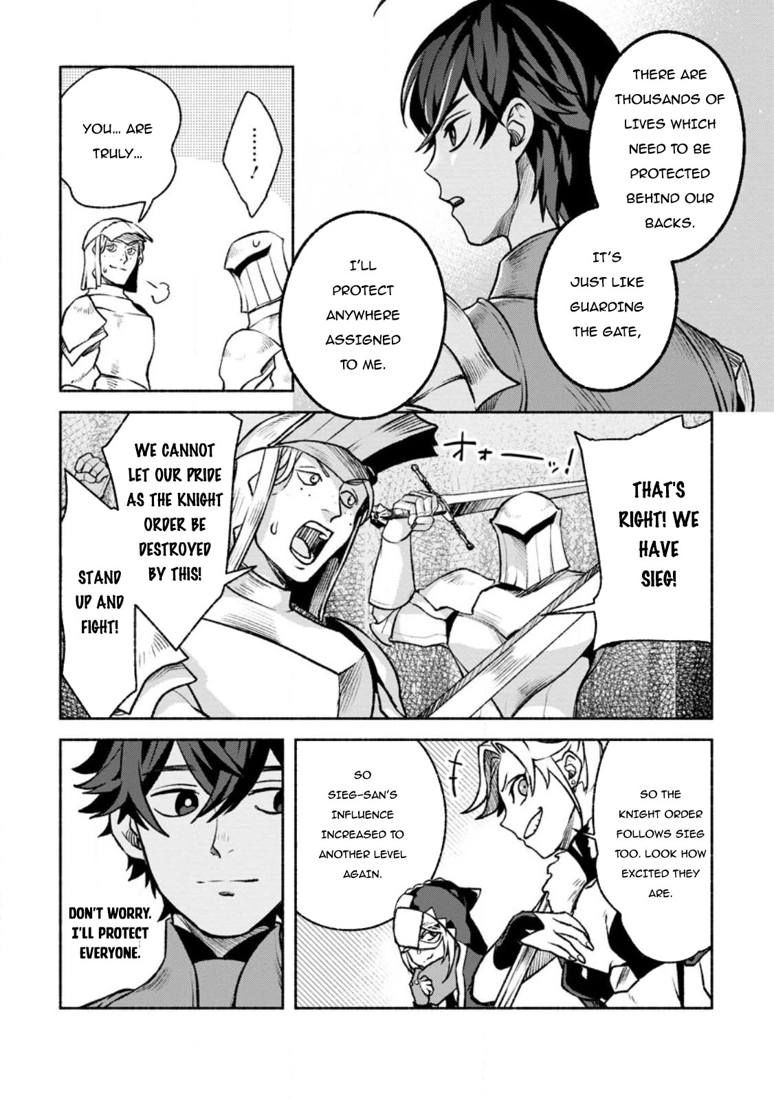Sono Monban, Saikyou Nitsuki: Tsuihou Sareta Bougyo Ryoku 9999 no Senshi, Outo no Monban Toshite Musou Suru Chapter 26 page 6 - Chapter 26