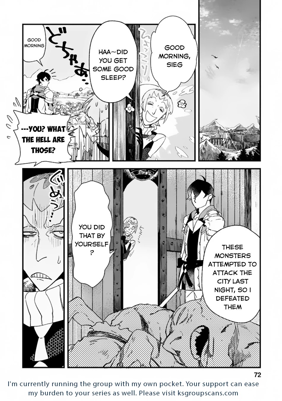 Sono Monban, Saikyou Nitsuki: Tsuihou Sareta Bougyo Ryoku 9999 no Senshi, Outo no Monban Toshite Musou Suru Chapter 3.1 page 11 - Chapter 3.1