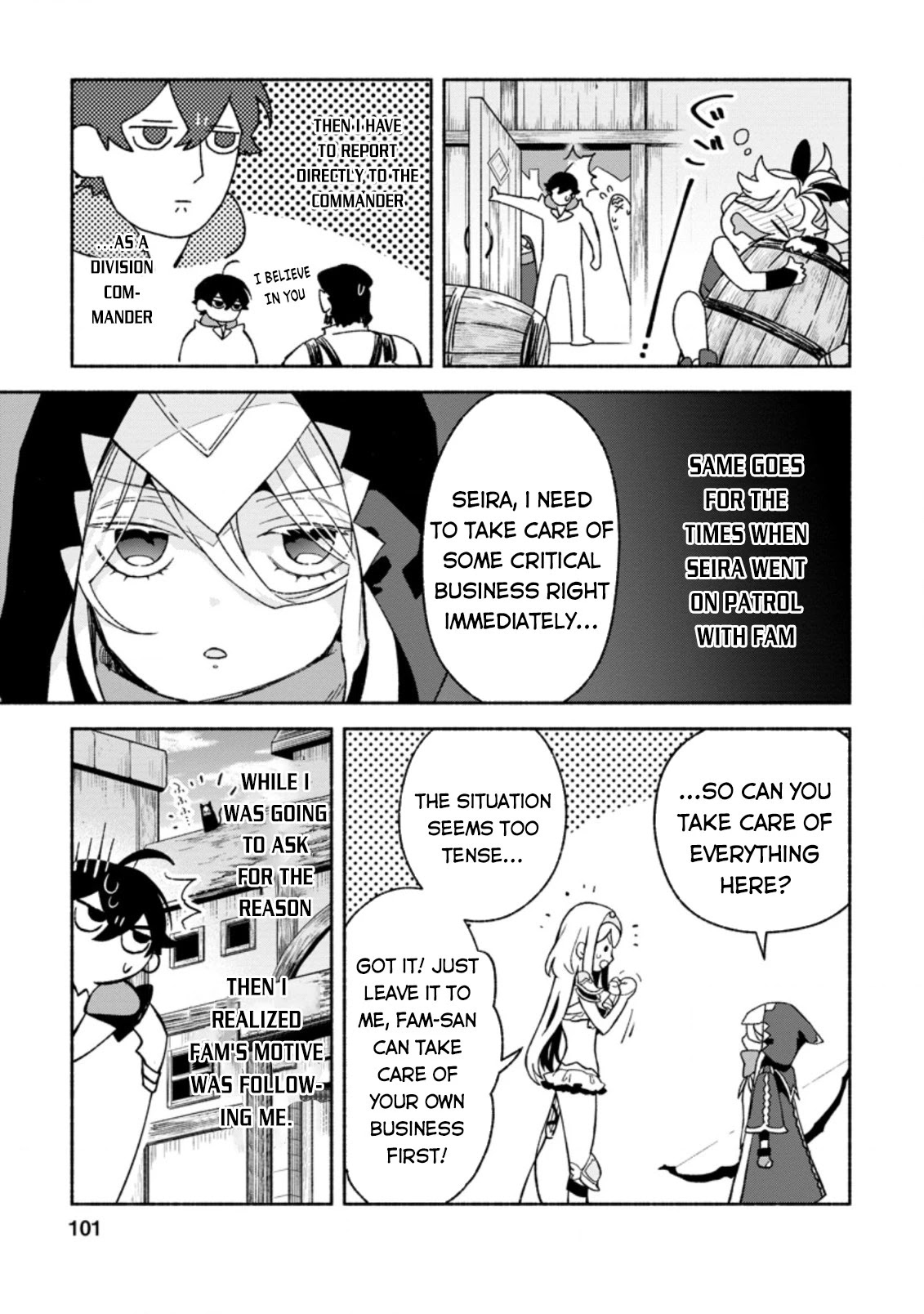 Sono Monban, Saikyou Nitsuki: Tsuihou Sareta Bougyo Ryoku 9999 no Senshi, Outo no Monban Toshite Musou Suru Chapter 9 page 4 - Chapter 9