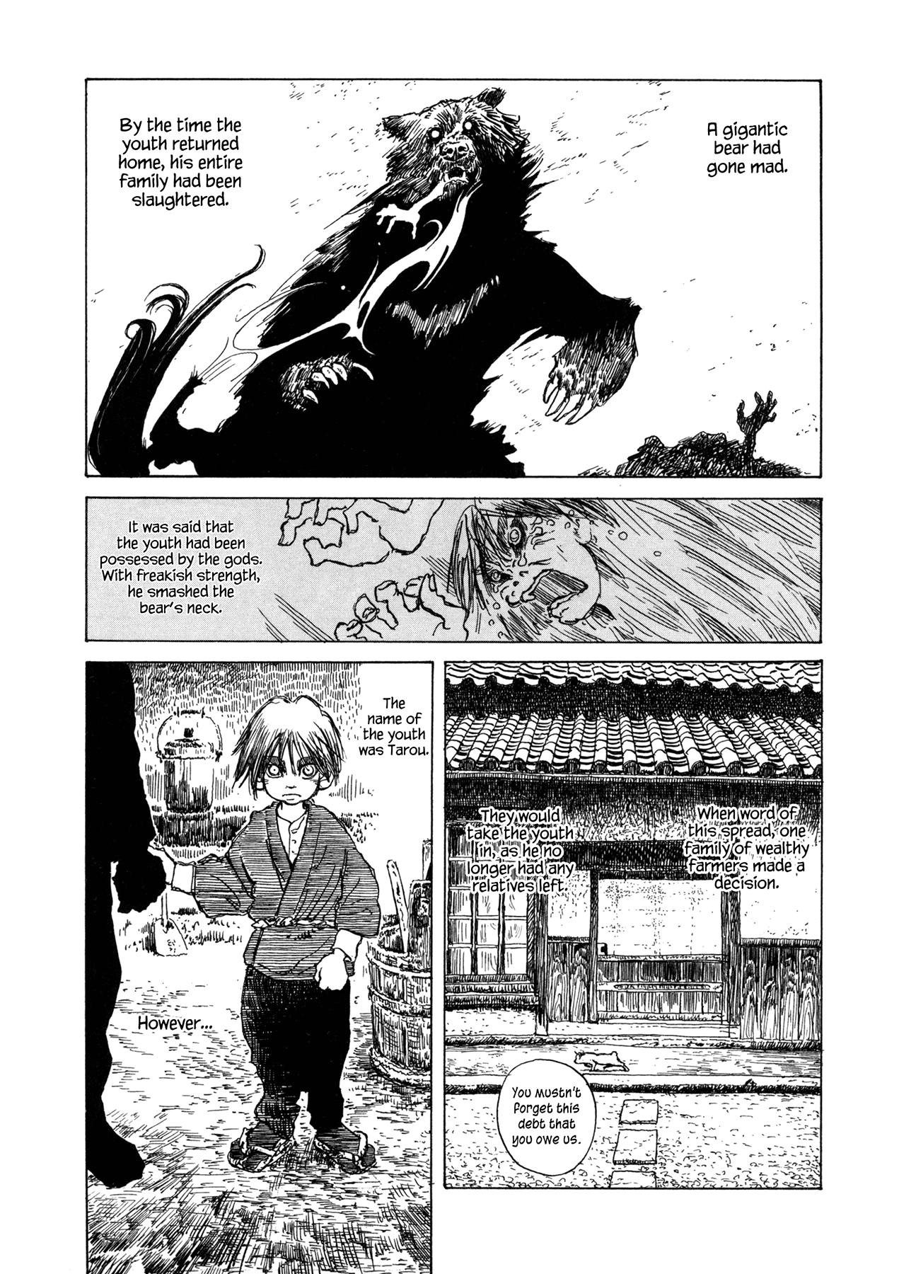 Soratobi Tamashii Chapter 3.3 page 4 - Chapter 3 v3 : The Tears of Tarou, Kiler of Bears, Stealer of Gods