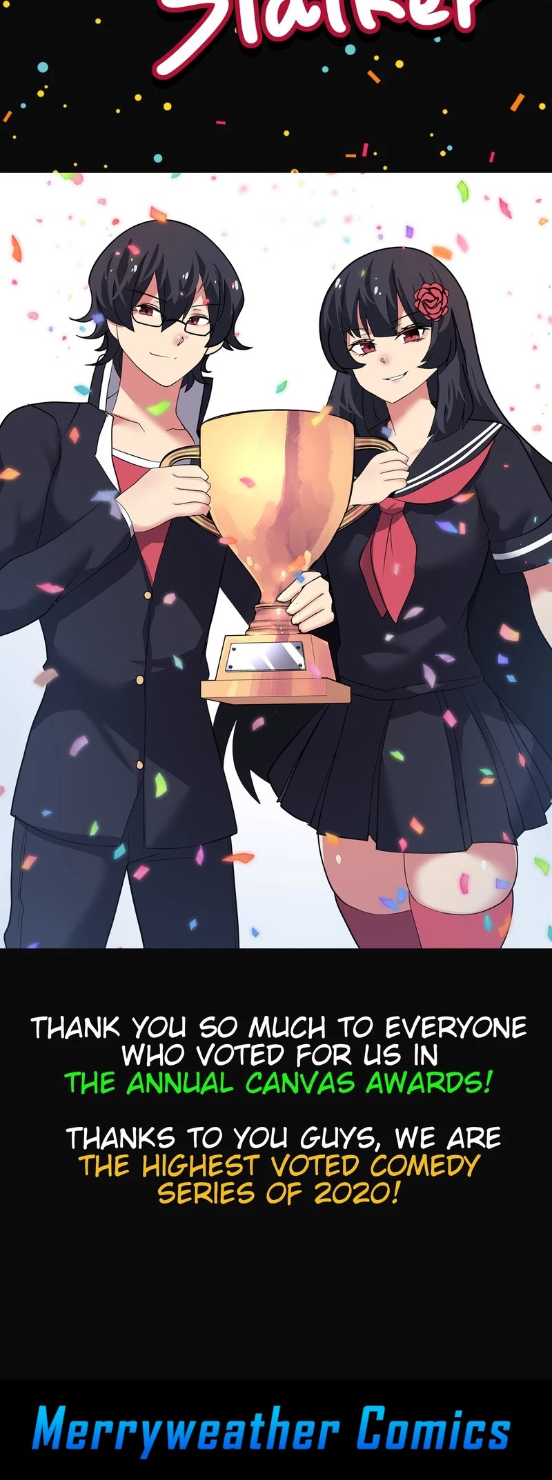 Stalker x Stalker Chapter 67.6 page 9 - Chapter 67.6: 1 MILLION SUBSCRIBERS & CANVAS AWARDS!