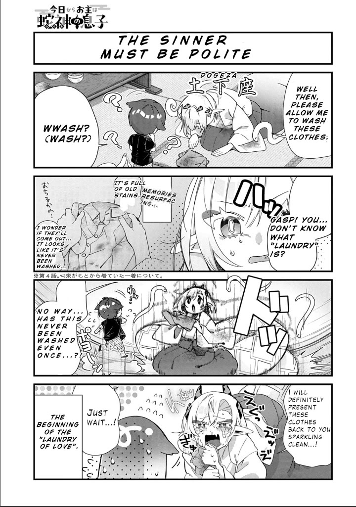 Starting Today, You are the Snake Goddess' Son Chapter 9 page 4 - Chapter 9: Doing the Laundry!!