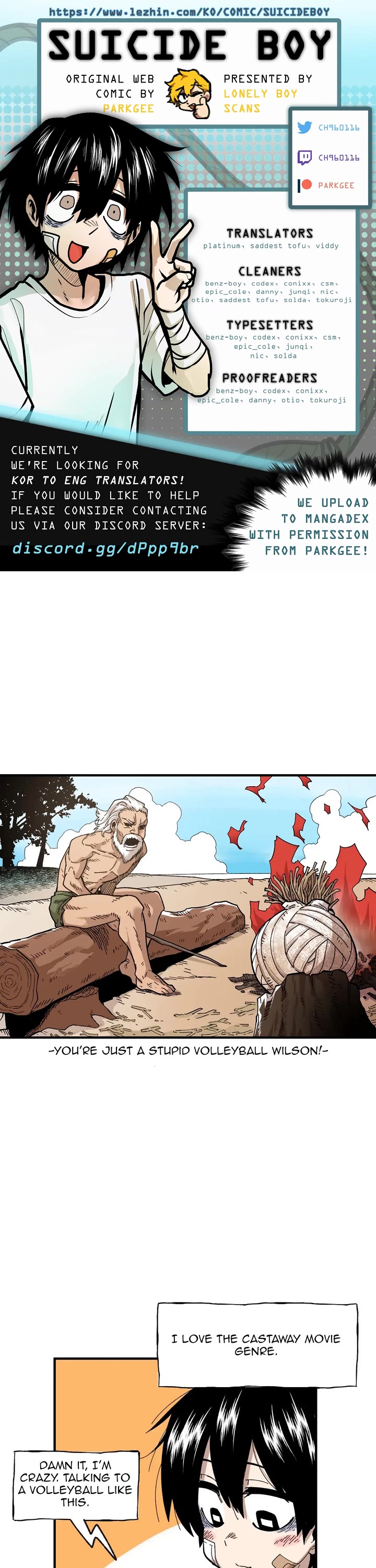 Suicide Boy Chapter 68 page 1 - Chapter 68: Hooni's Castaway Diary 1