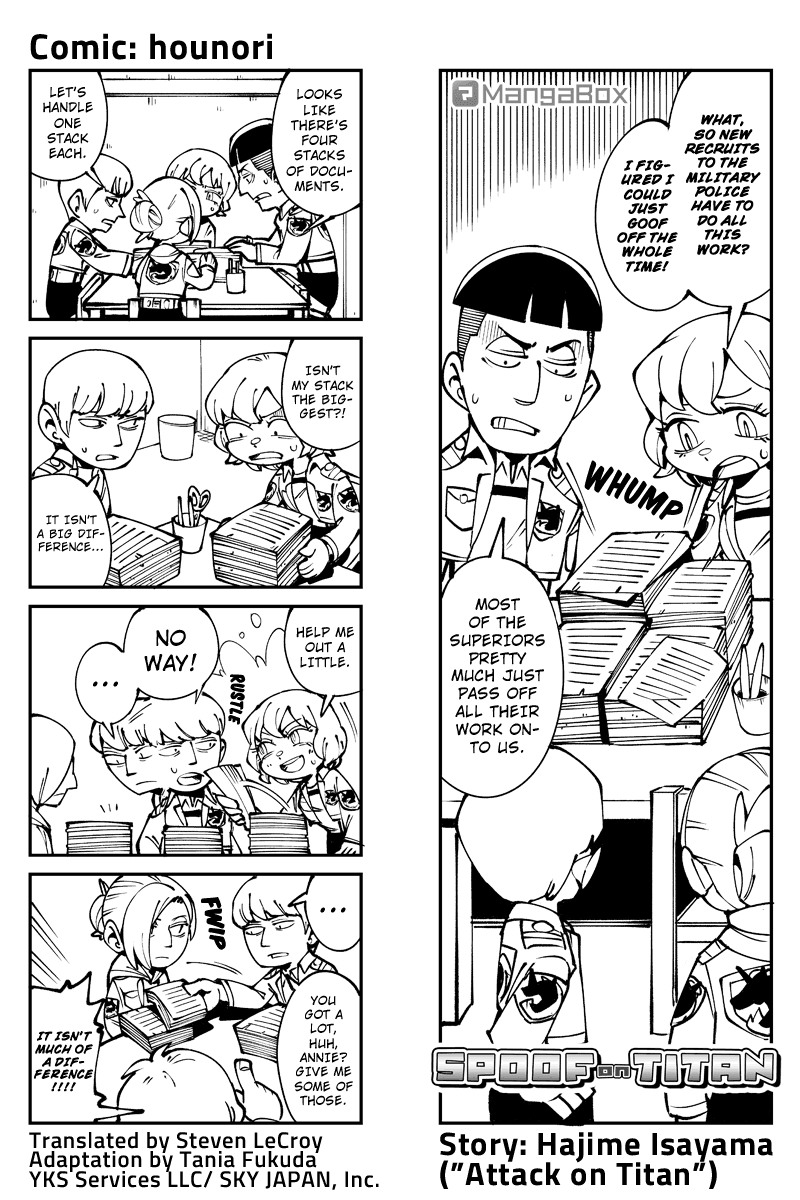 Sungeki no Kyojin Chapter 29 page 1 - Chapter 29: Work, Military Police Brigade!