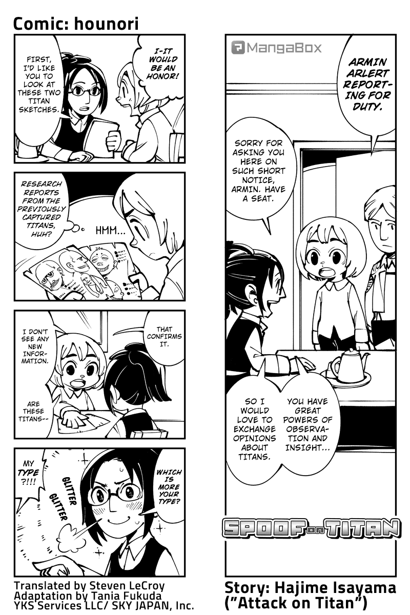 Sungeki no Kyojin Chapter 33 page 1 - Chapter 33: Hange's Prison