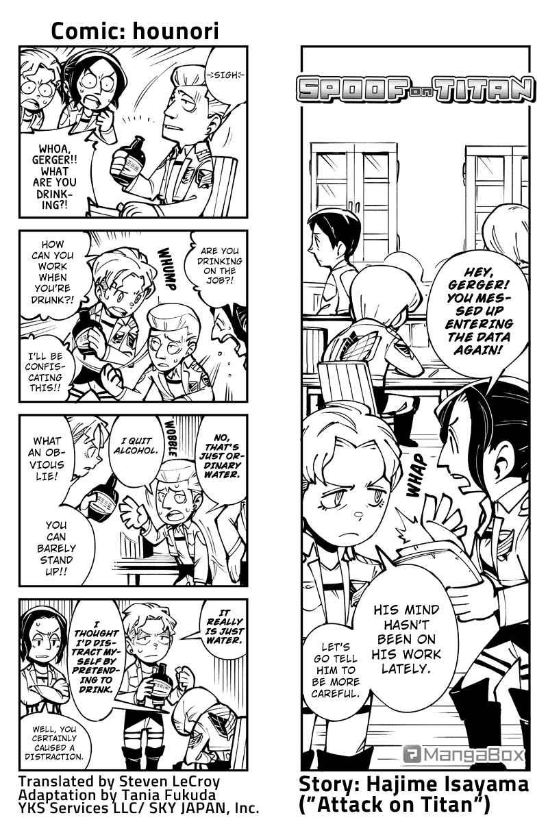 Sungeki no Kyojin Chapter 42 page 1 - Chapter 42: No Alcohol Until You Turn 20