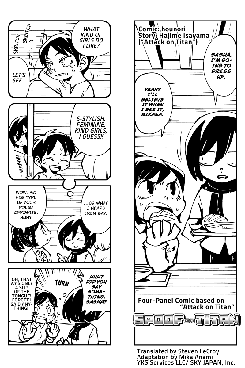 Sungeki no Kyojin Chapter 6 page 1 - Chapter 6: Mikasa, the Queen of Style