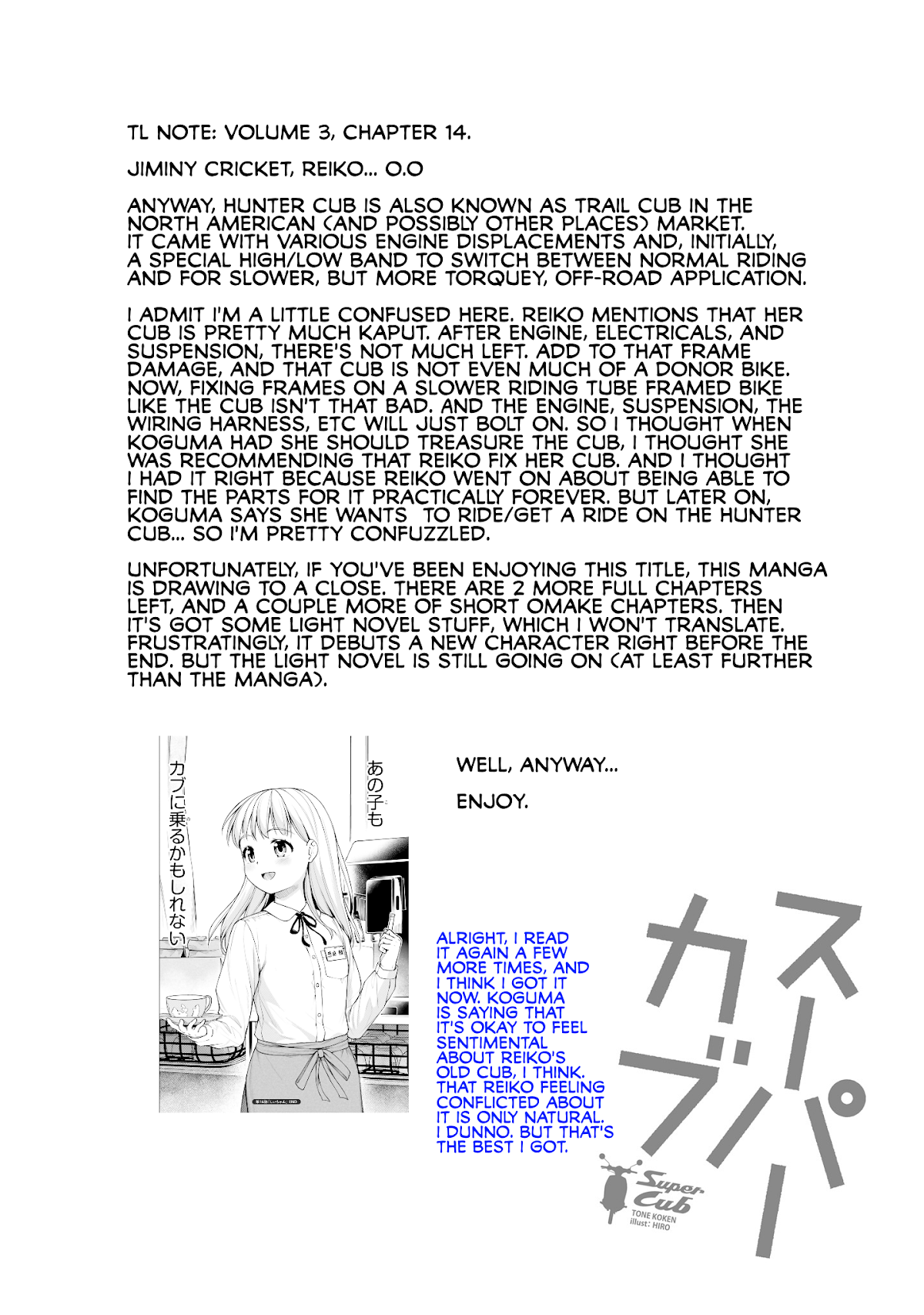 Super Cub Chapter 14 page 28 - Chapter 14: Watashi no Cub "My Cub"