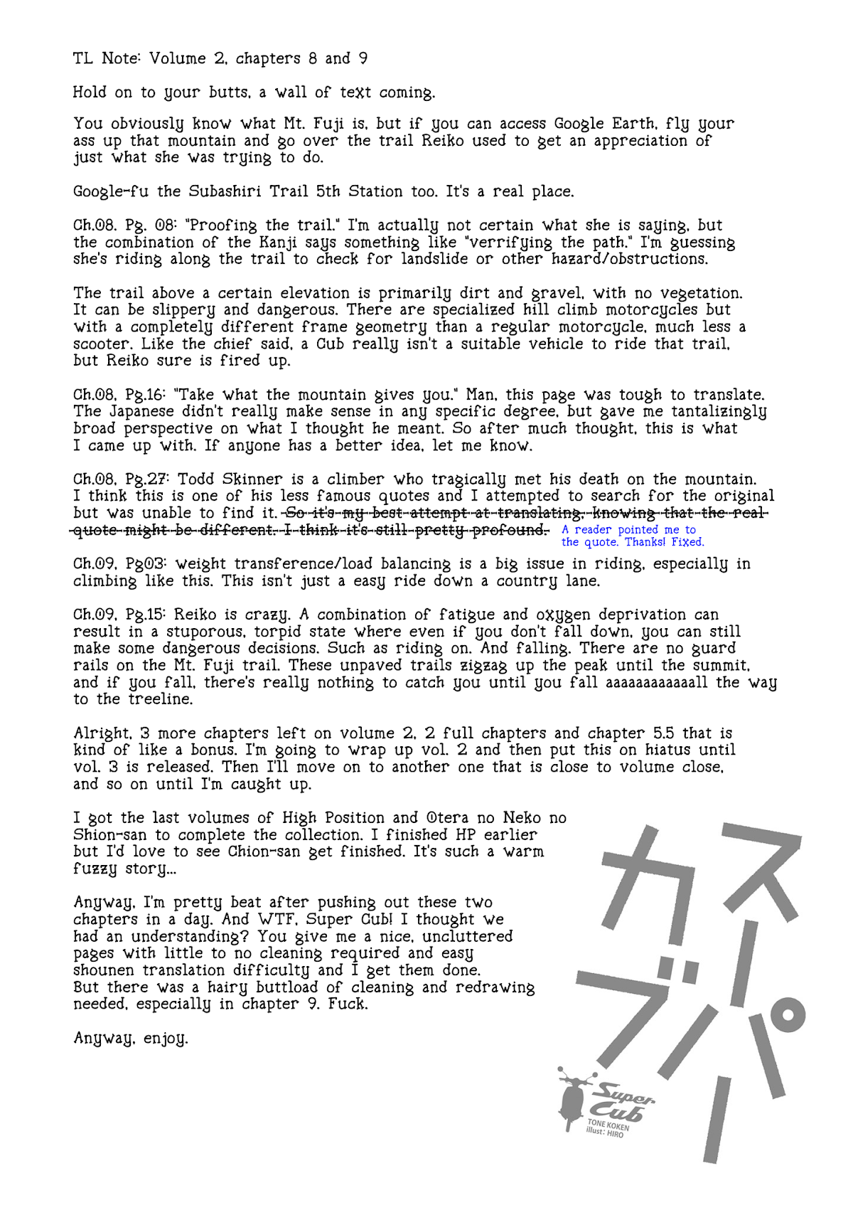 Super Cub Chapter 9 page 34 - Chapter 9: Fujisan "Mt. Fuji"