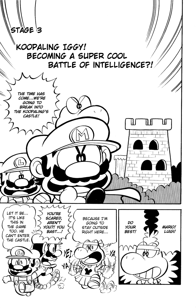 Super Mario-kun Chapter 1.3 page 1 - Vol.1 Chapter 3: Koopaling Iggy!! The Magnificent Mental Fight!?