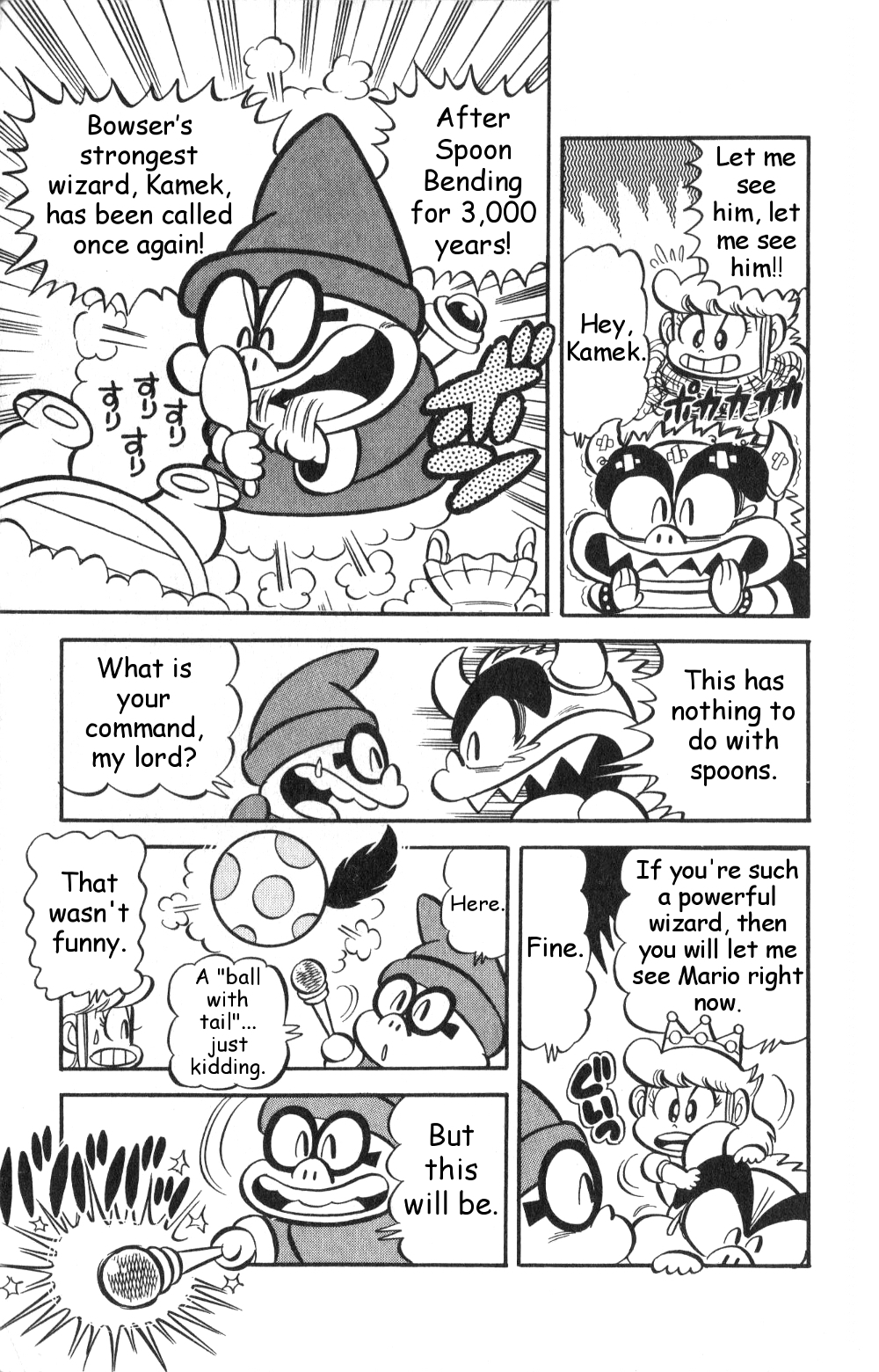 Super Mario-kun Chapter 1.8 page 3 - Vol.1 Chapter 8: Kamek Returns!! Ultimate Battle of Magic!?