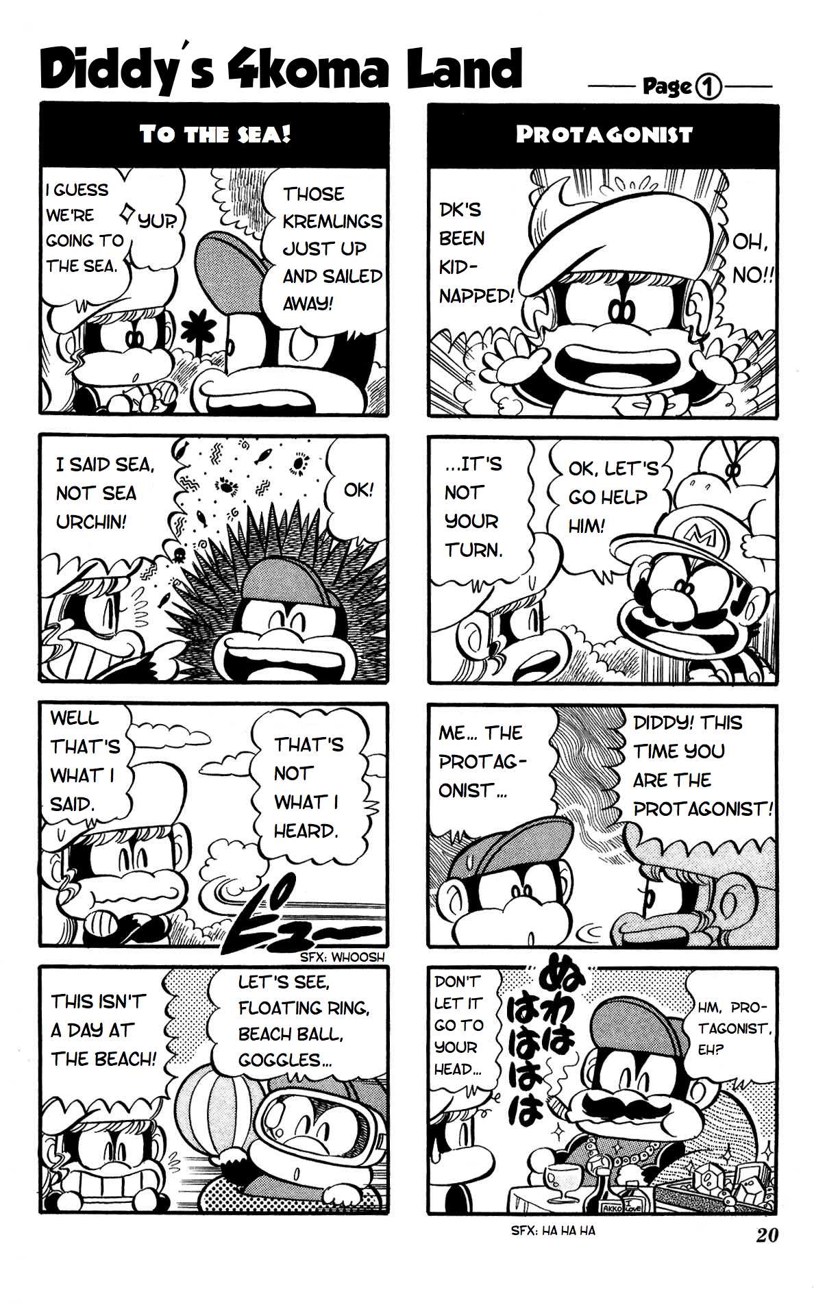 Super Mario-kun Chapter 14.0 page 1 - Vol.14 Chapter 0: Diddy's 4koma Land