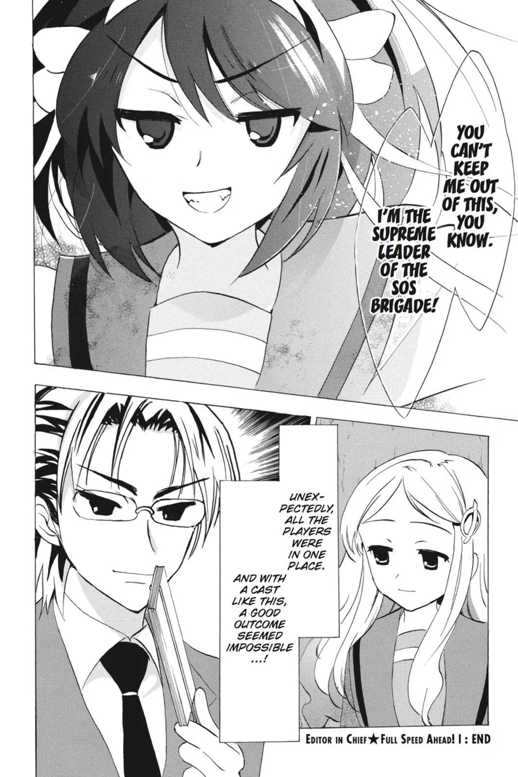 Suzumiya Haruhi no Yuuutsu Chapter 63 page 34 - Chapter 63: Editor in Chief★Full Speed Ahead! I
