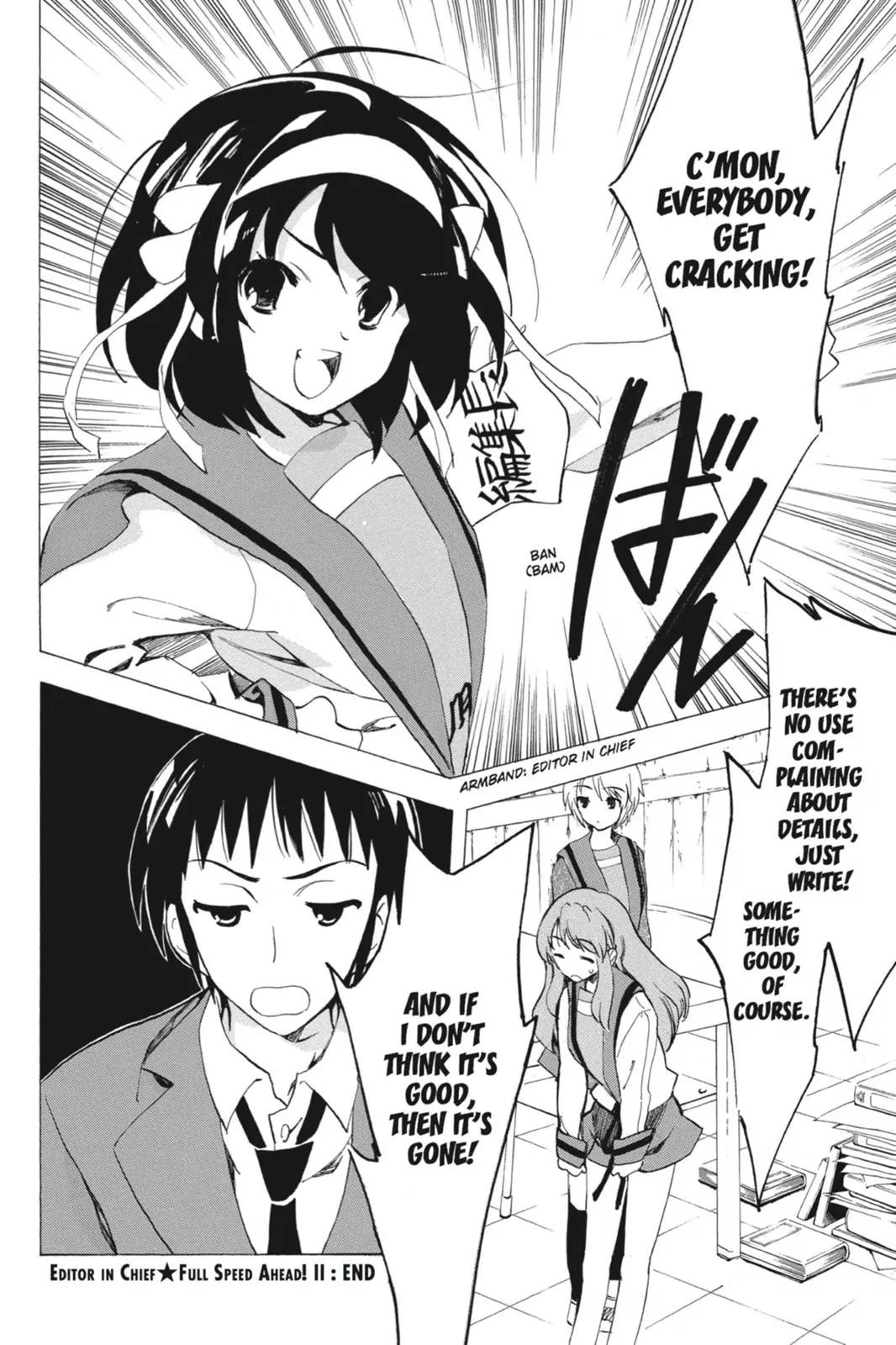 Suzumiya Haruhi no Yuuutsu Chapter 64 page 32 - Chapter 64: Editor in Chief★Full Speed Ahead! II