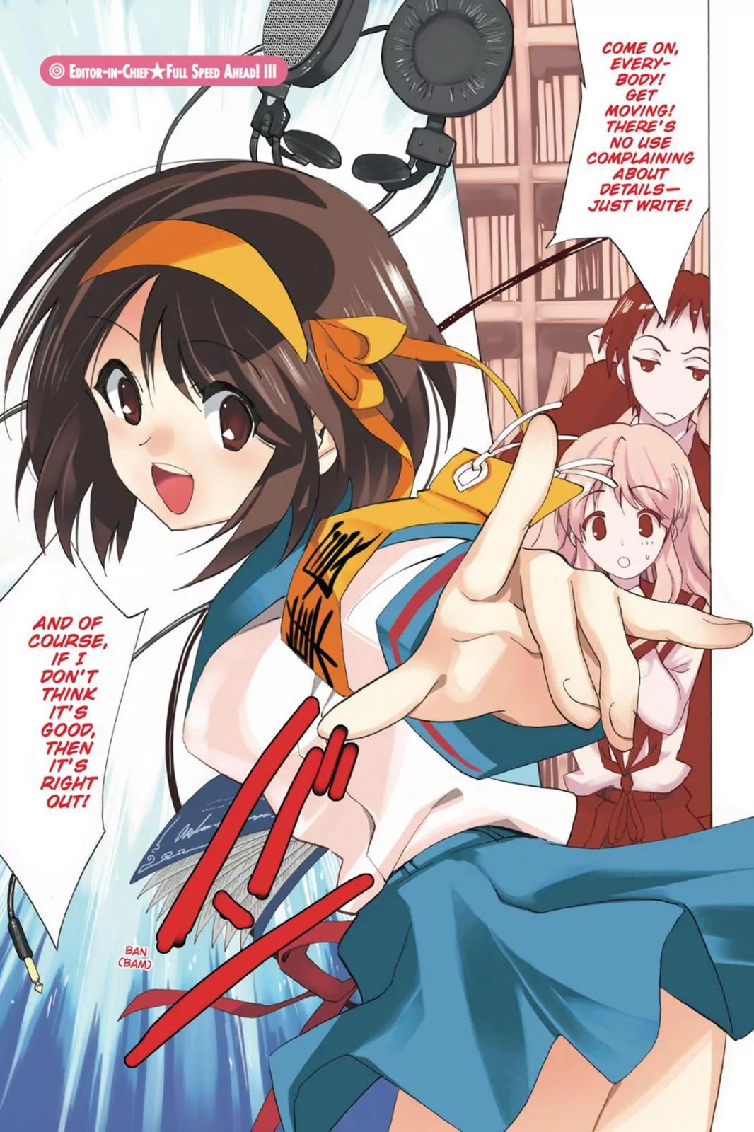 Suzumiya Haruhi no Yuuutsu Chapter 65 page 3 - Chapter 65: Editor in Chief★Full Speed Ahead! III