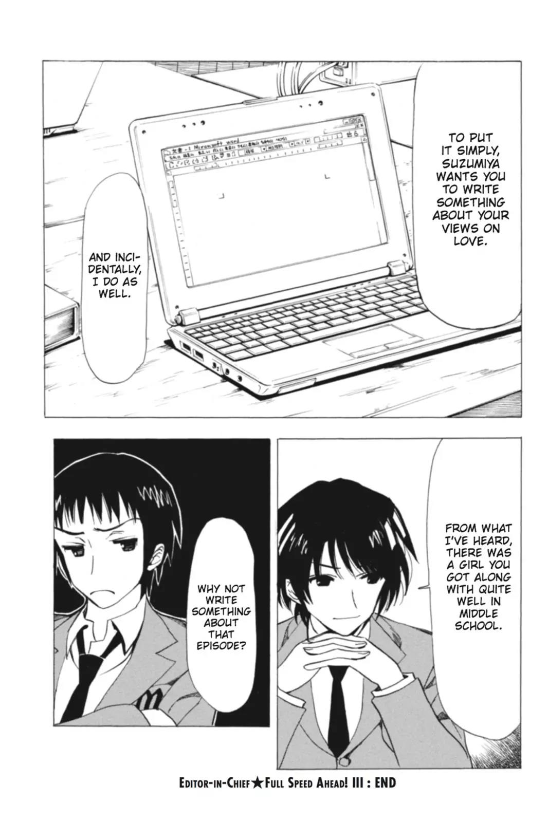 Suzumiya Haruhi no Yuuutsu Chapter 65 page 38 - Chapter 65: Editor in Chief★Full Speed Ahead! III