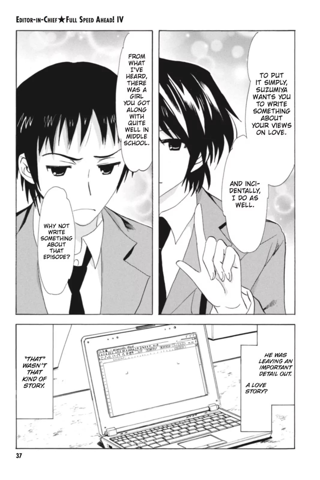 Suzumiya Haruhi no Yuuutsu Chapter 66 page 1 - Chapter 66: Editor in Chief★Full Speed Ahead! IV