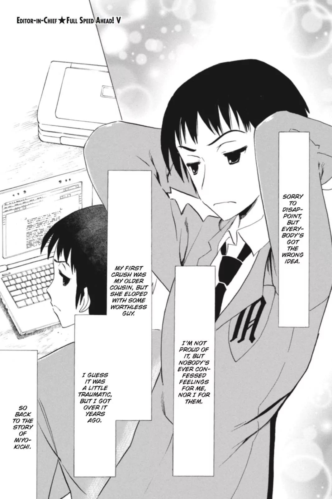 Suzumiya Haruhi no Yuuutsu Chapter 67 page 1 - Chapter 67: Editor in Chief★Full Speed Ahead! V