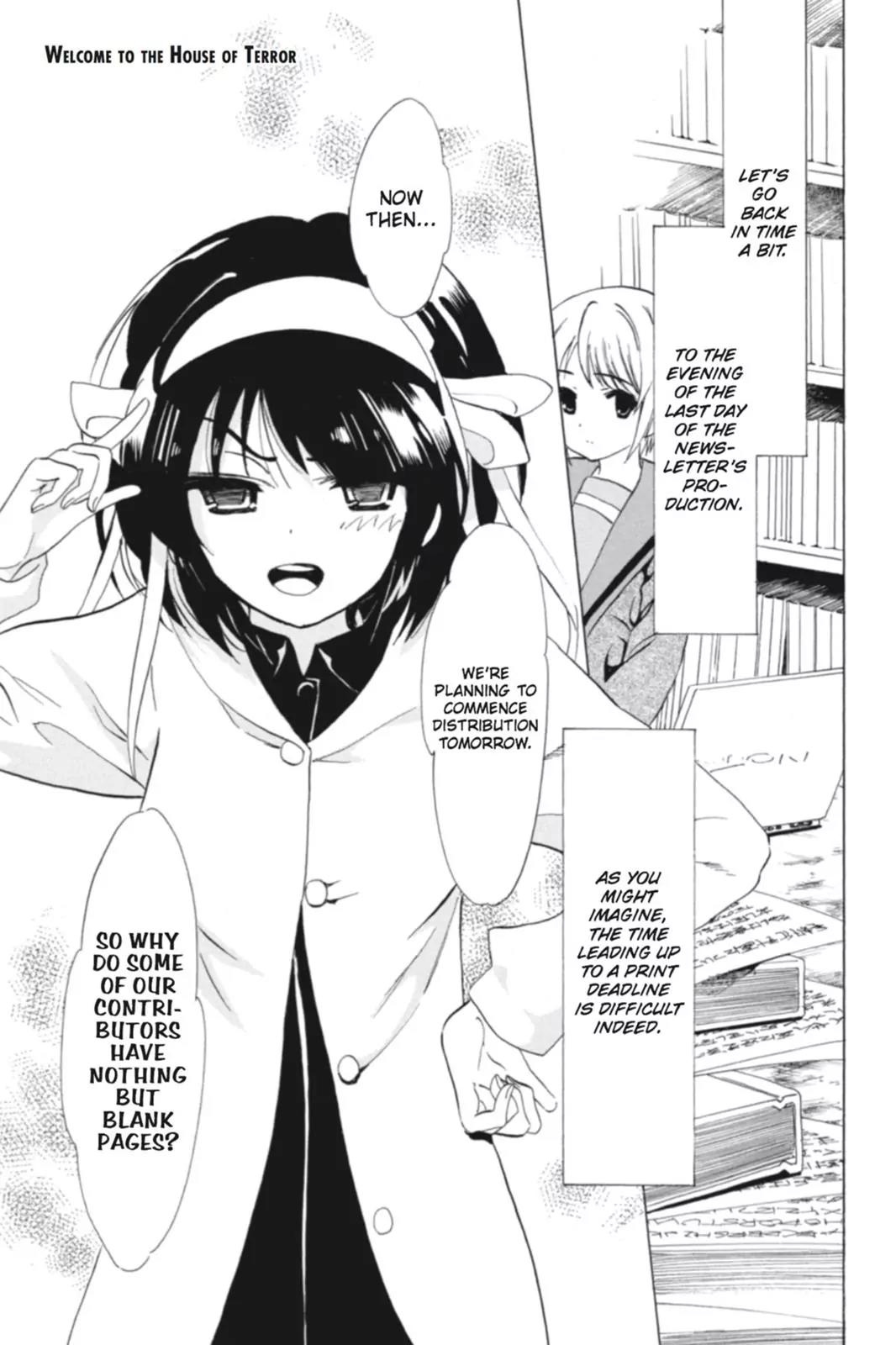 Suzumiya Haruhi no Yuuutsu Chapter 68 page 1 - Chapter 68: Welcome to the House of Terror