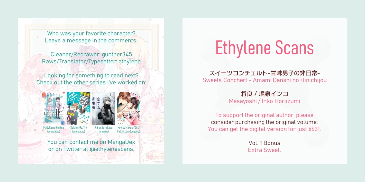 Sweets Conchert - Amami Danshi no Hinichijou Chapter 11.5 page 13 - Chapter 11.5: Extra Sweet. [END]