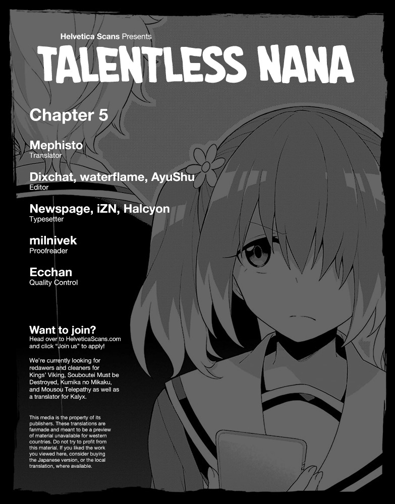 Talentless Nana Chapter 5 page 1 - Chapter 5: Healing