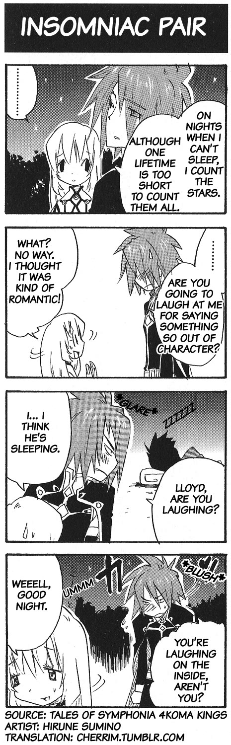 Tales of Symphonia 4koma Kings Chapter 4 page 1 - Chapter 4: Insomniac Pair