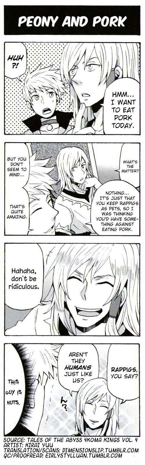 Tales of the Abyss 4koma Kings Chapter 16.4 page 1 - Chapter 16 : v4 Peony and Pork