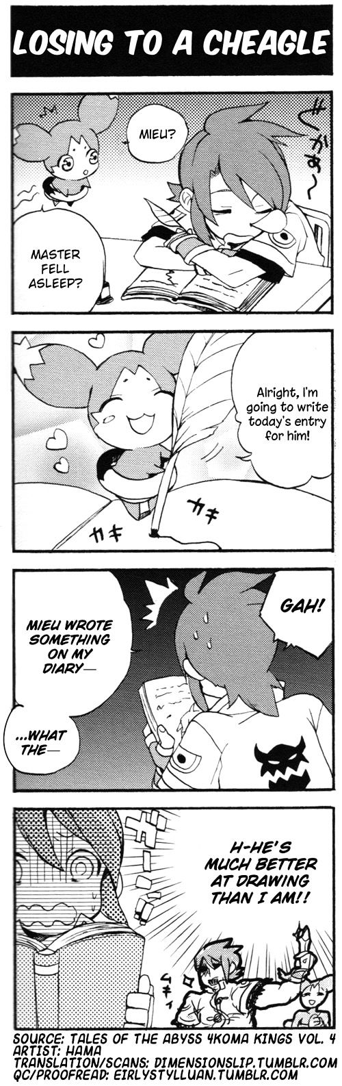 Tales of the Abyss 4koma Kings Chapter 32.4 page 1 - Chapter 32 : v4 	Losing to a Cheagle