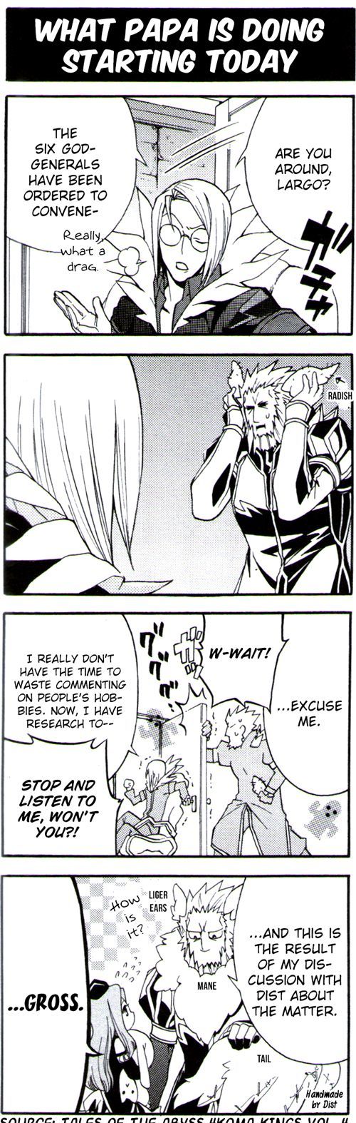 Tales of the Abyss 4koma Kings Chapter 64.4 page 1 - Chapter 64 : v4 	What Papa is Doing Starting Today