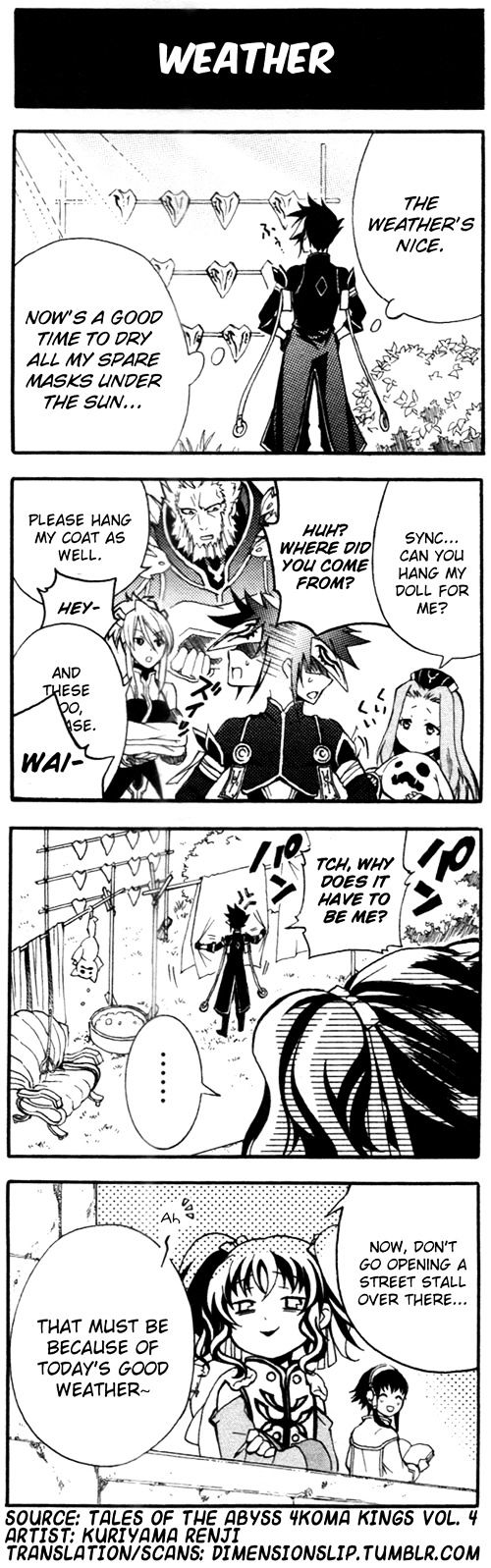 Tales of the Abyss 4koma Kings Chapter 67.4 page 1 - Chapter 67 : v4 	Weather