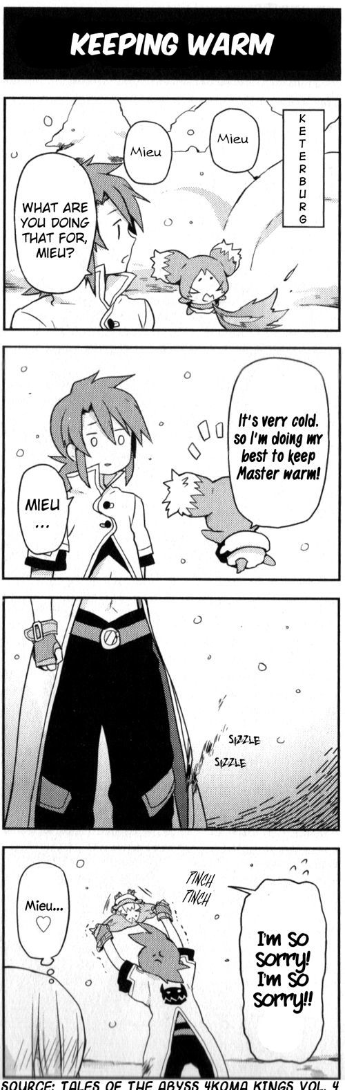 Tales of the Abyss 4koma Kings Chapter 73.4 page 1 - Chapter 73 : v4 	Keeping Warm