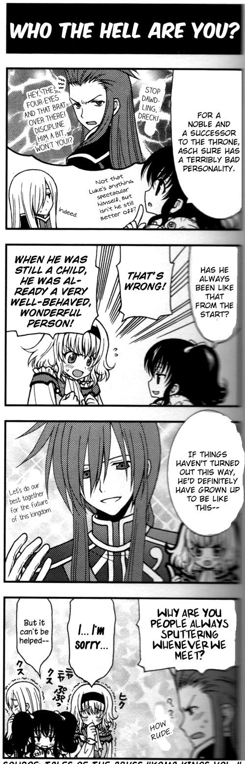 Tales of the Abyss 4koma Kings Chapter 78.4 page 1 - Chapter 78 : v4 Who the Hell are You?