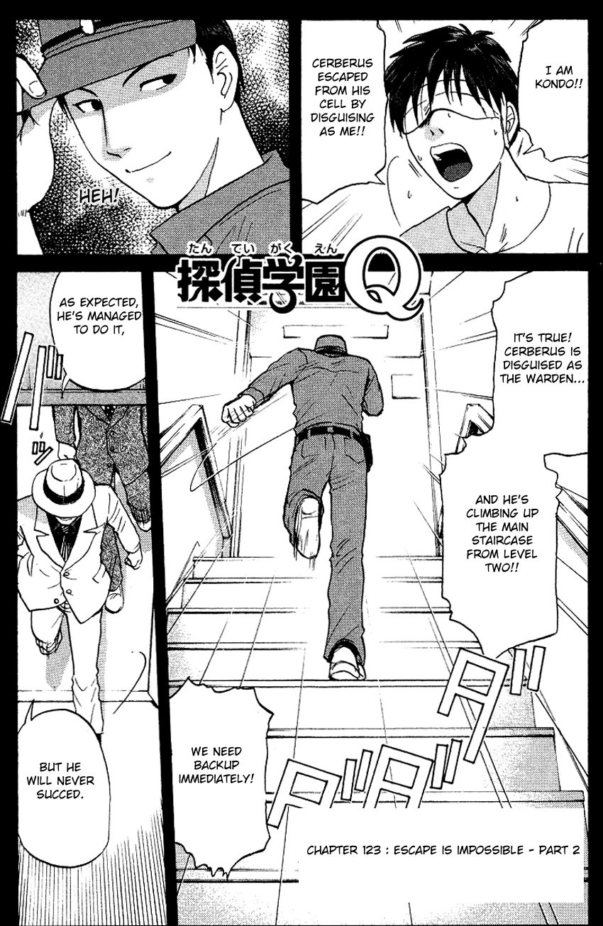 Tantei Gakuen Q Chapter 123 page 4 - Chapter 123 : Escape Is Impossible - Part 2