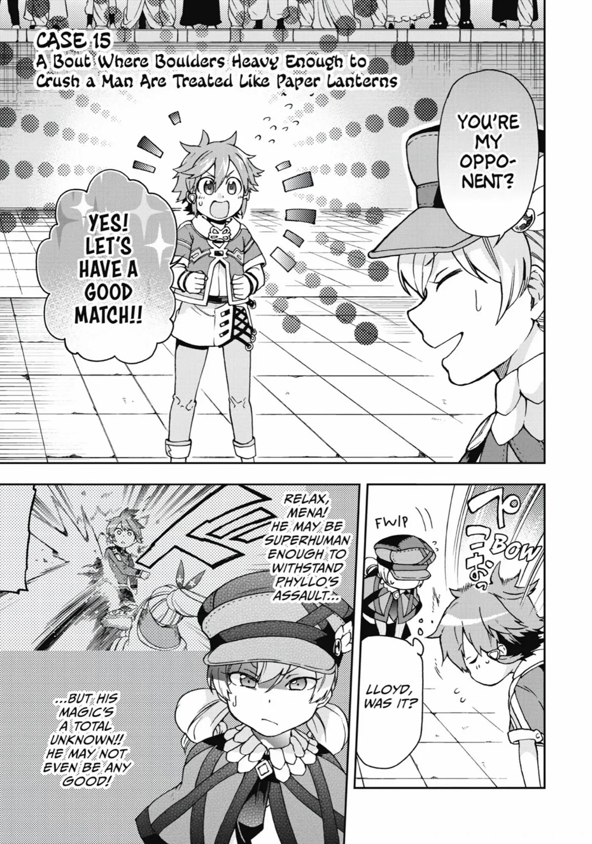 Tatoeba Last Dungeon Mae no Mura no Shounen ga Joban no Machi de Kurasu Youna Monogatari Chapter 15 page 1 - Chapter 15: A Bout Where Boulders Heavy Enough to Crush a Man Are Treated Like Paper Lanterns