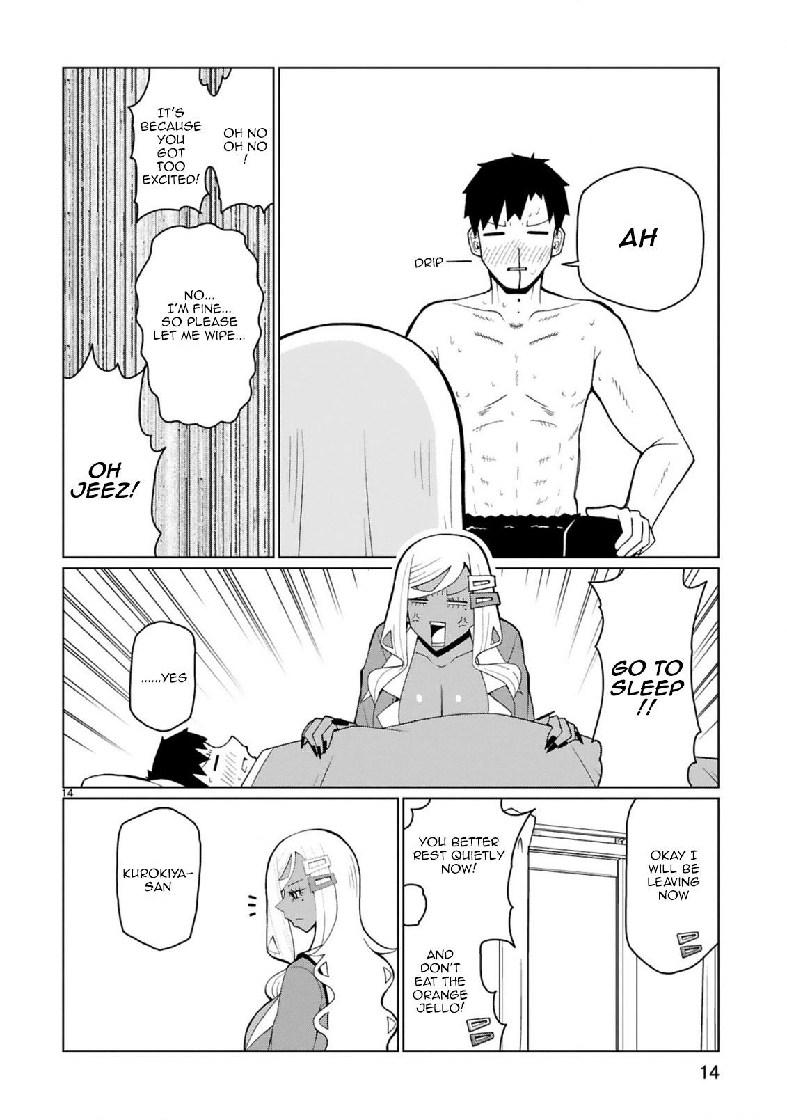 Tedama ni Toritai Kurokiya-san Chapter 35 page 14 - Chapter 35: I want to visit you when you're sick