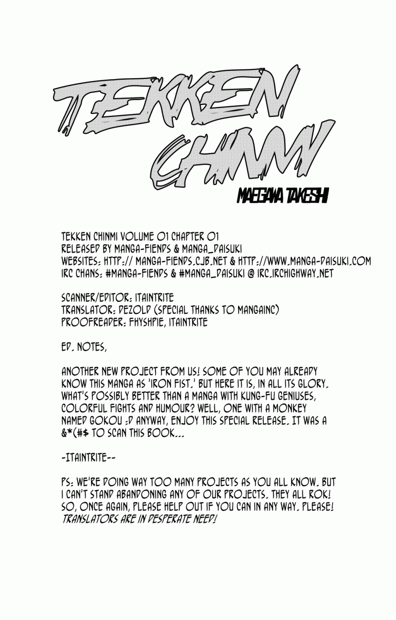 Tekken Chinmi Chapter 1 page 1 - Chapter 1: Kung-fu boy, Chinmi!!