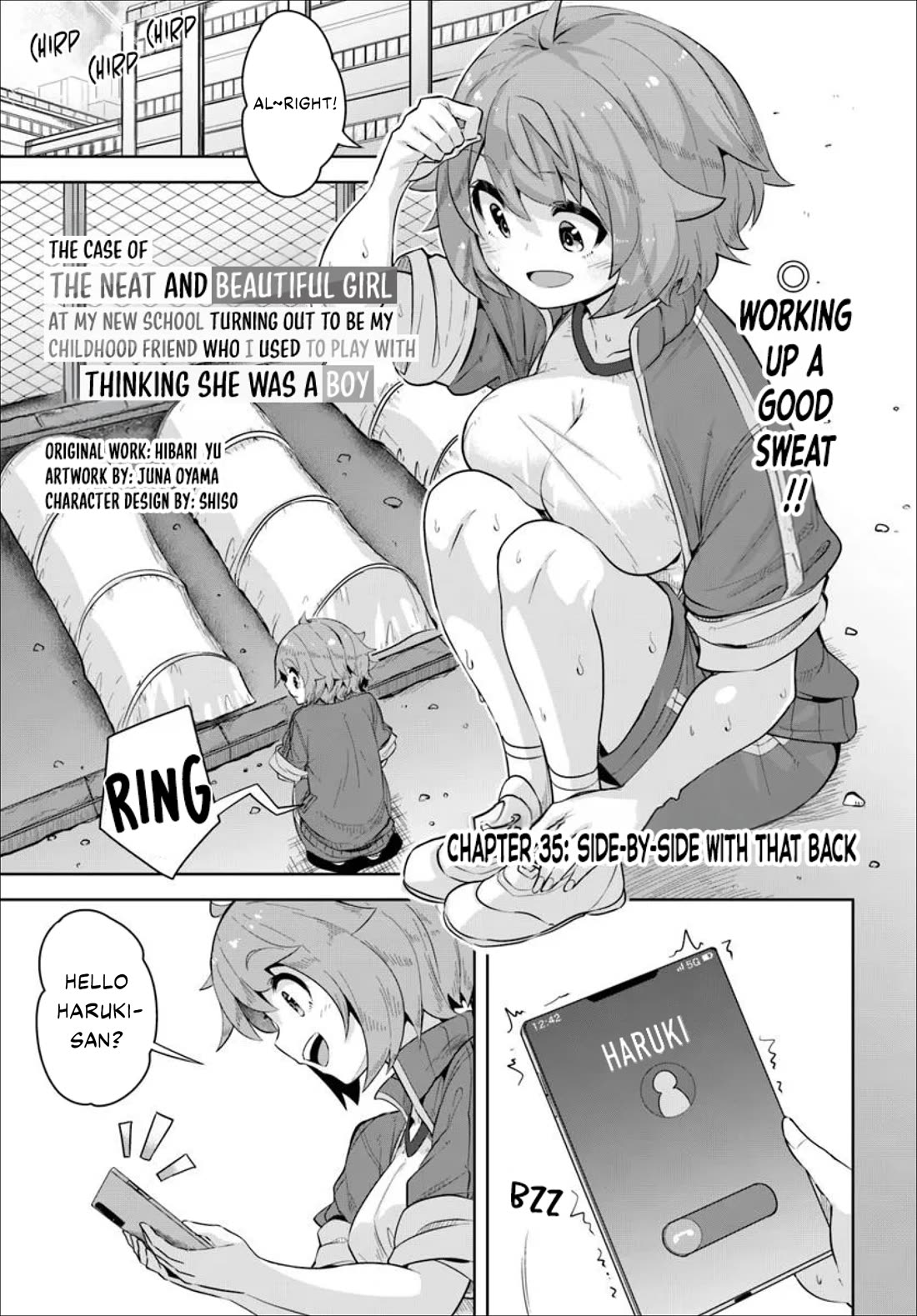 Tenkosaki: The Neat and Pretty Girl at My New School Is a Childhood Friend of Mine Who I Thought Was a Boy Chapter 35 page 1 - Chapter 35: Side-by-Side With That Back