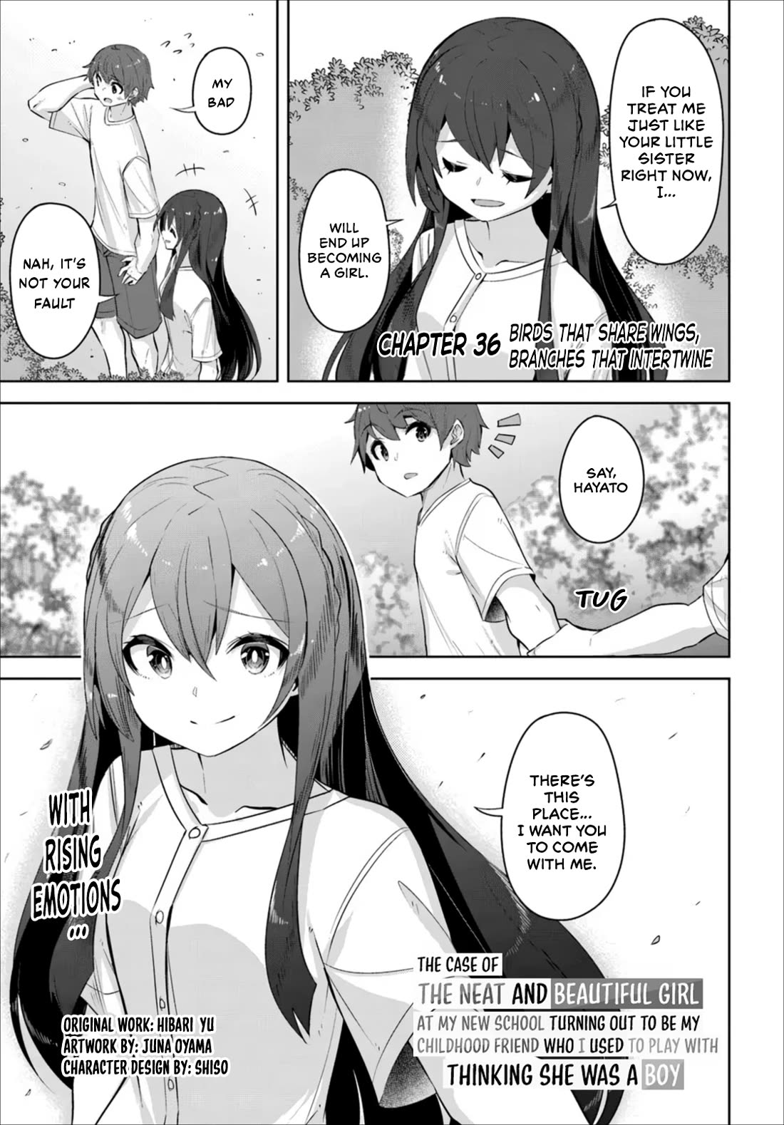 Tenkosaki: The Neat and Pretty Girl at My New School Is a Childhood Friend of Mine Who I Thought Was a Boy Chapter 36 page 1 - Chapter 36: Birds That Share Wings, Branches That Intertwine